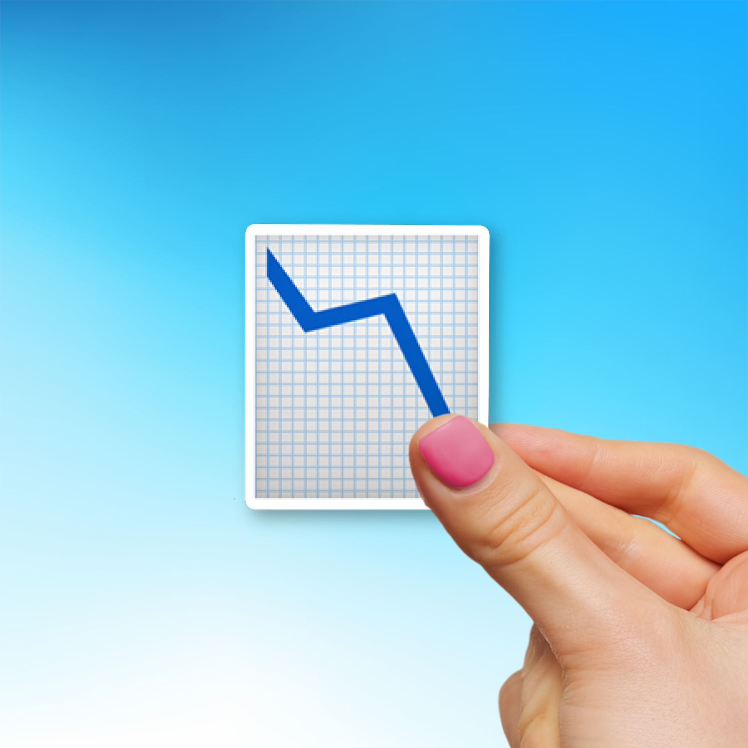 π Chart Decreasing Emoji Sticker DieCut, Multiple Sizes
