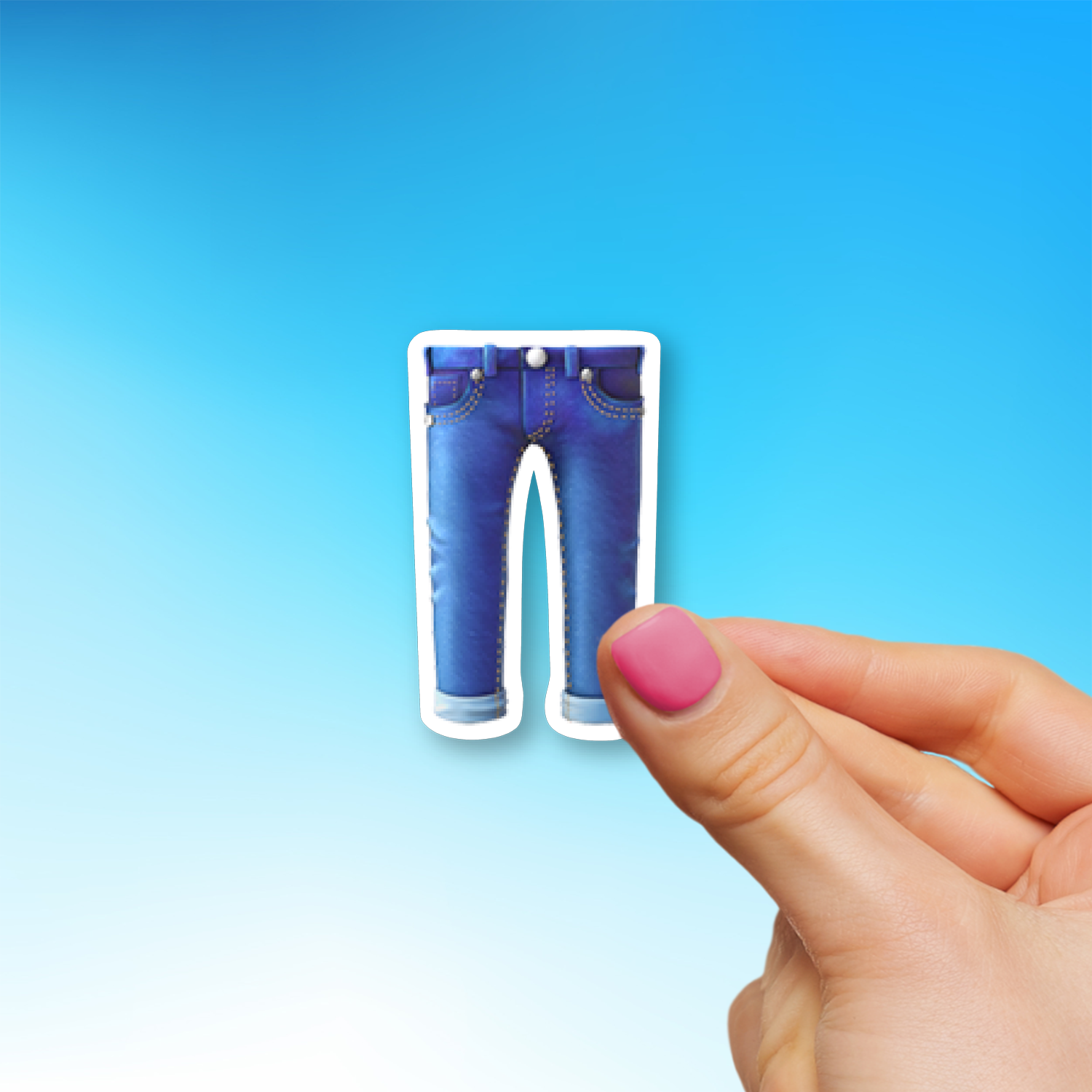 Cute Monster Emoji Embroidered Jeans Pants