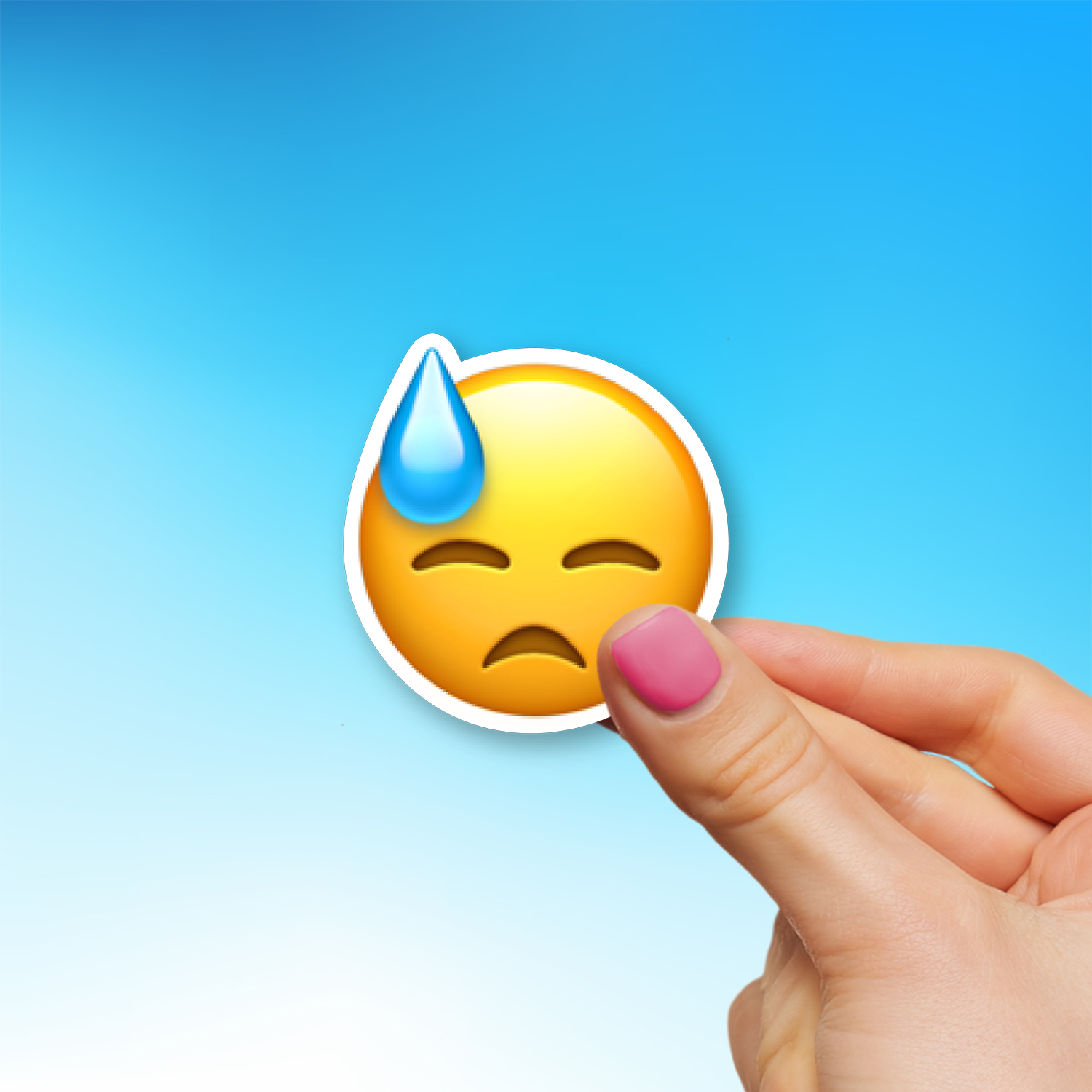 π Downcast Face with Sweat Emoji Sticker - Die-Cut, Multiple Sizes ...