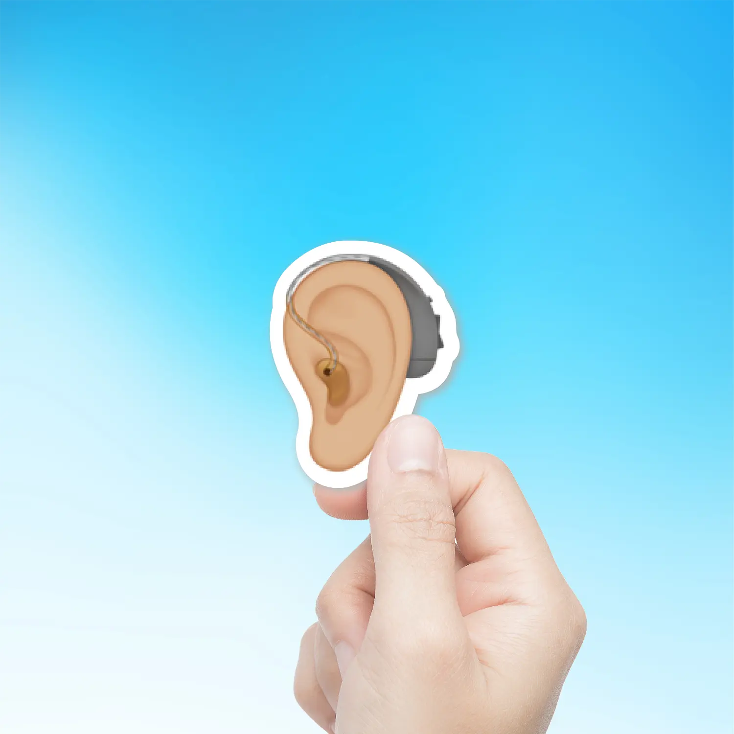 Ear With Hearing Aid Medium Light Skin