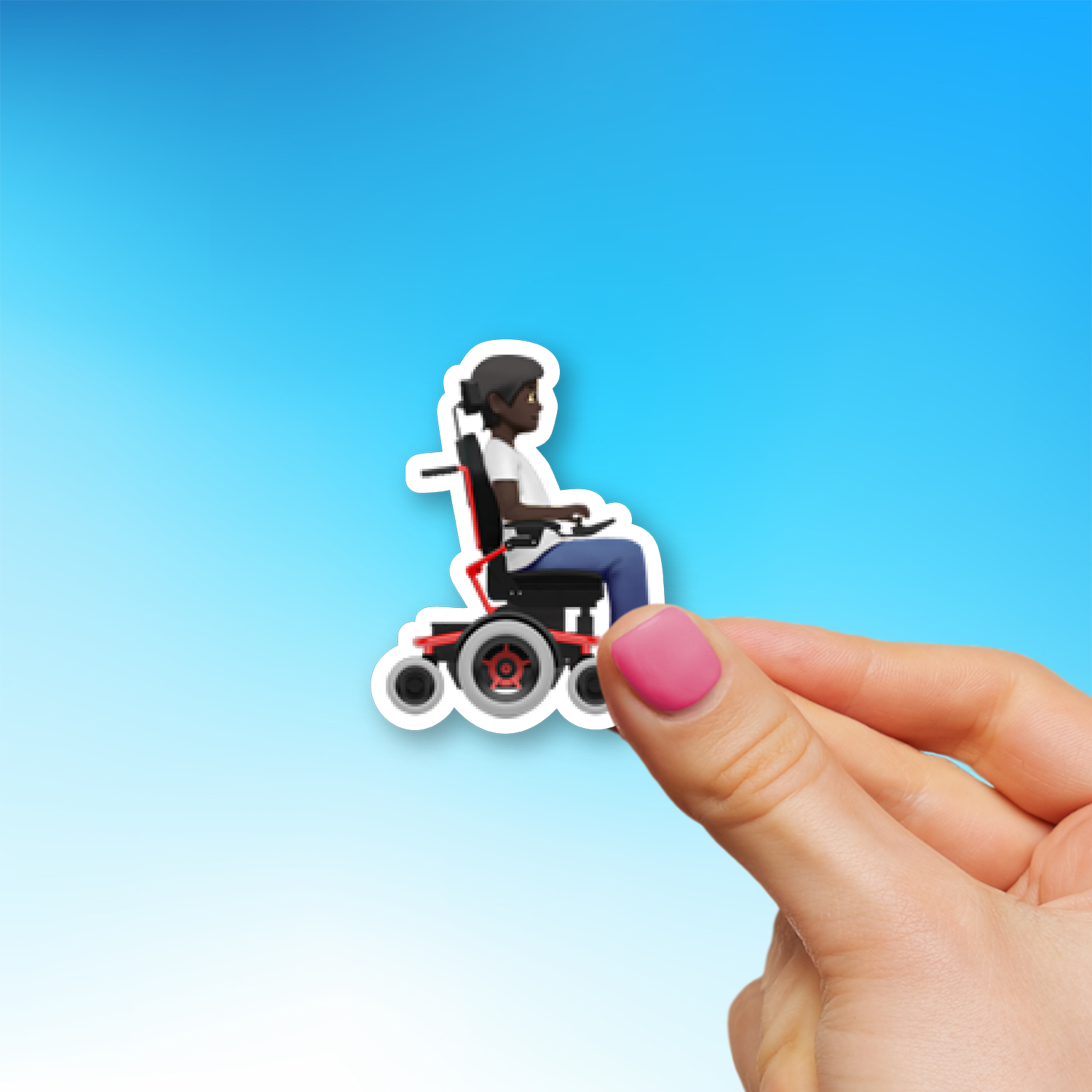 Person In Motorized Wheelchair Facing Right: Dark Skin Tone 🧑🏿‍🦼‍➡️