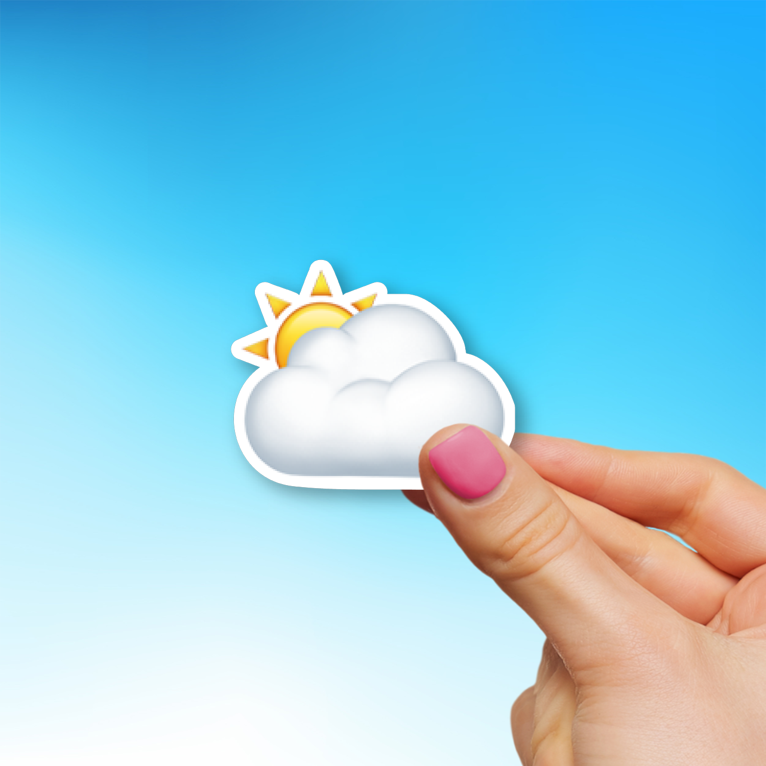 🌥️ Sun Behind Large Cloud Emoji Sticker - Die-Cut, Multiple Sizes ...