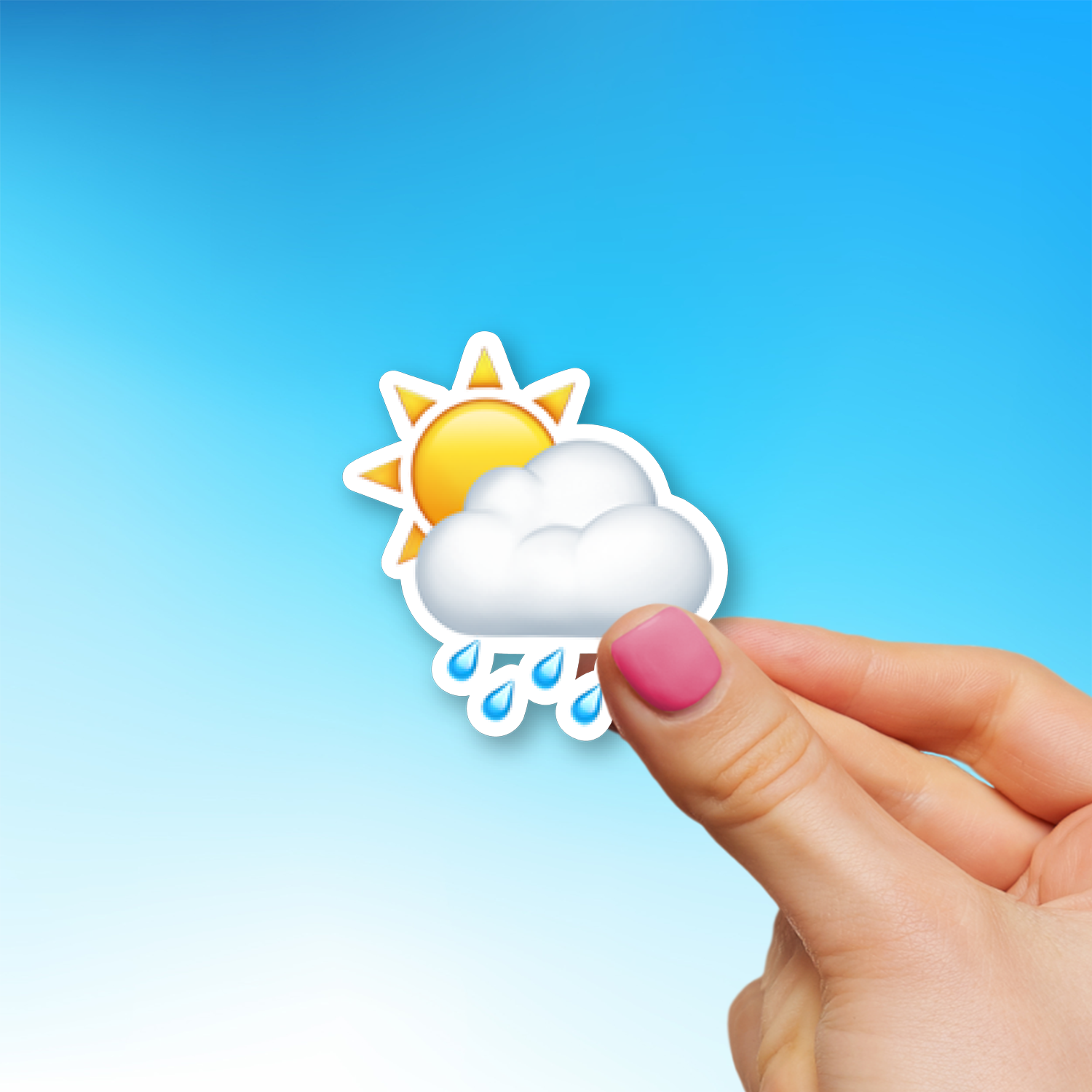 🌦️ Sun Behind Rain Cloud Emoji Sticker - Die-Cut, Multiple Sizes ...
