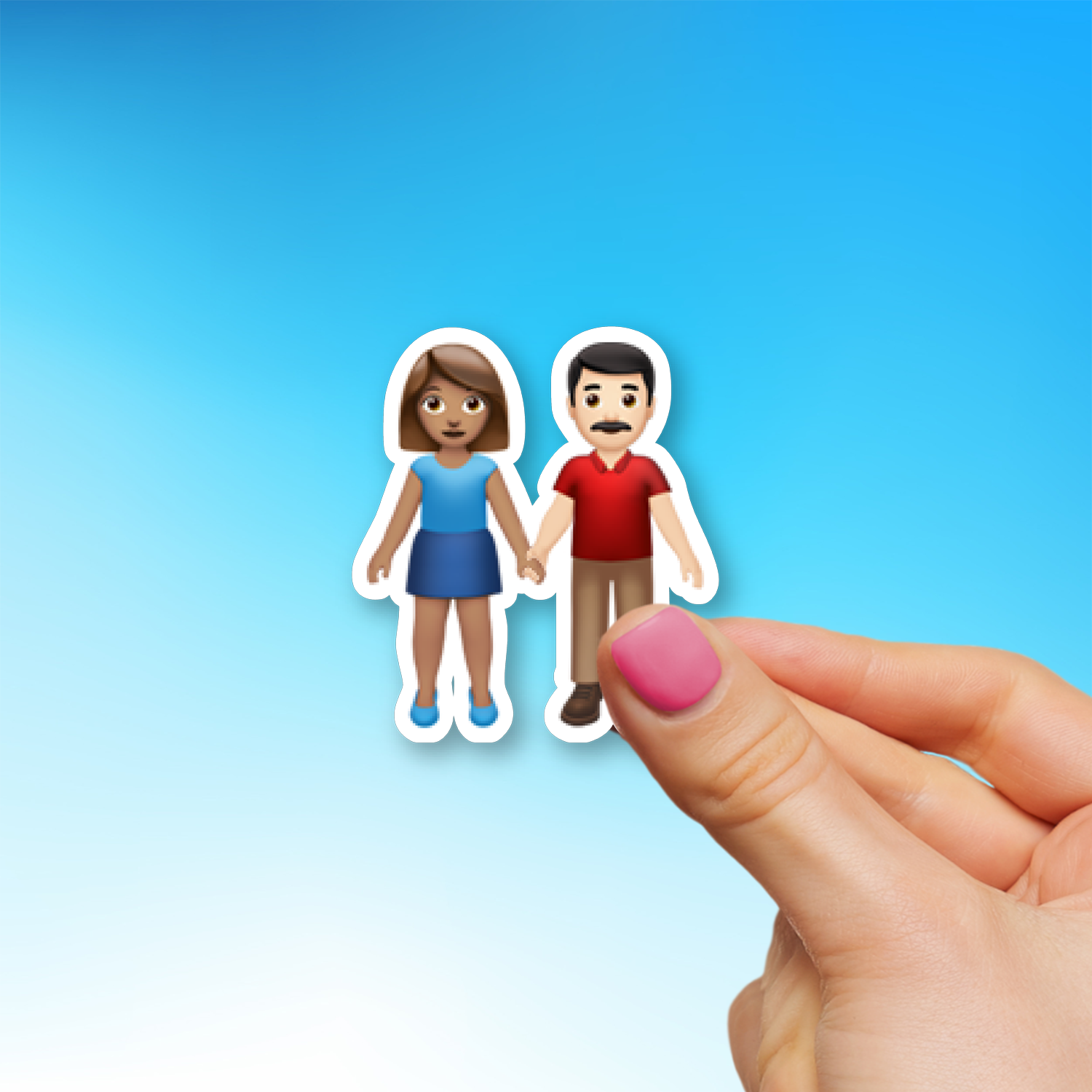 Woman and Man Holding Hands: Medium Skin Tone, Light Skin Tone 👩🏽‍🤝‍👨🏻