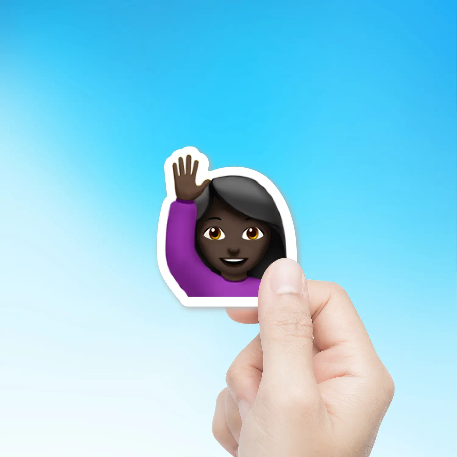 Woman Raising One Hand Dark Skin