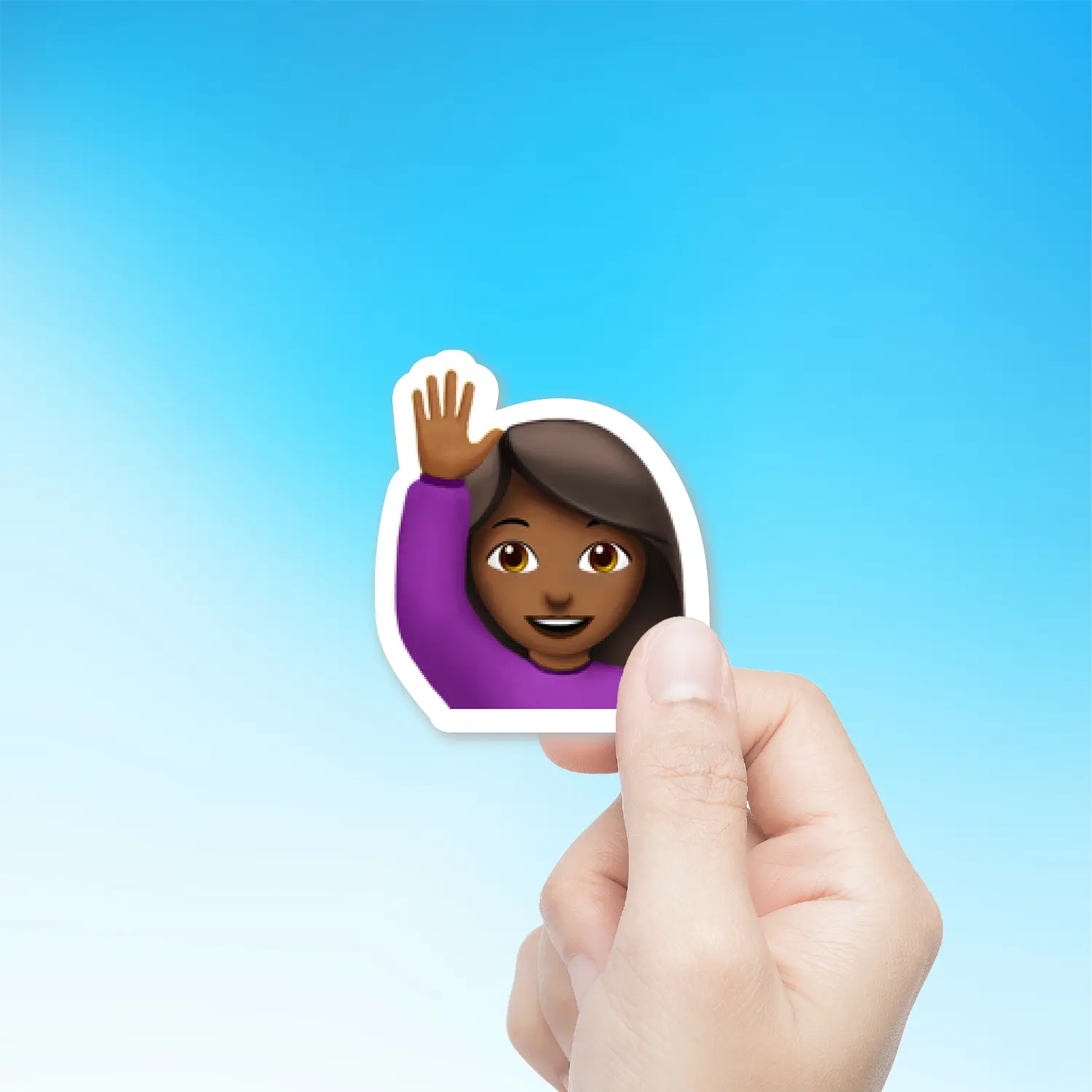 Woman Raising One Hand Medium Dark Skin