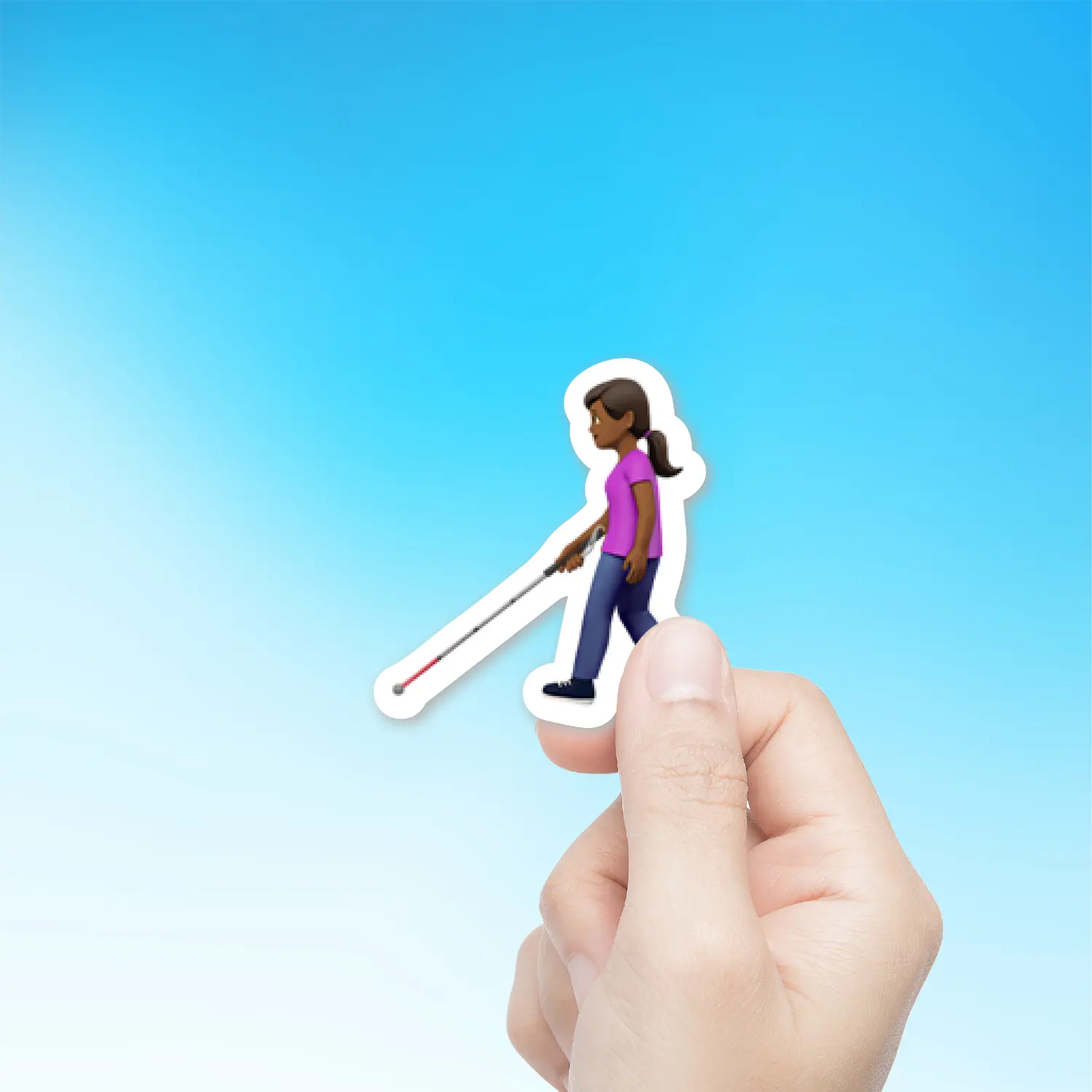 Woman With White Cane Medium Dark Skin